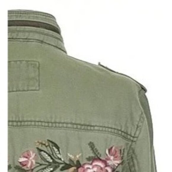 Vtg Y2K Abercrombie Floral Embroidered Green Utility Jacket | Military Boho Twee - Picture 3 of 14